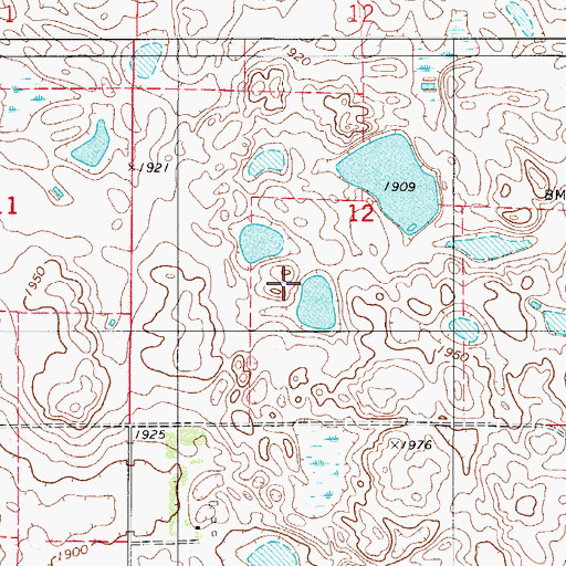 Topographic Map of Unorganized Territory of Central McPherson, SD