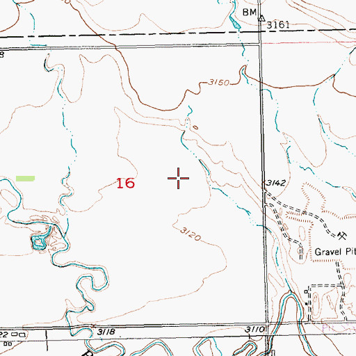 Topographic Map of Unorganized Territory of Central Pennington, SD