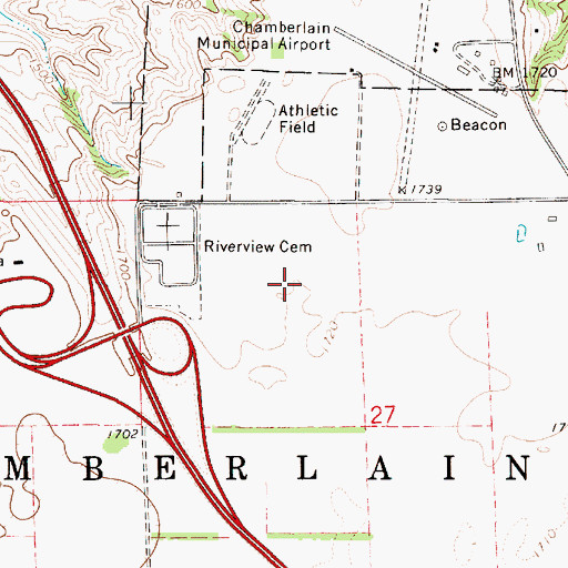 Topographic Map of City of Chamberlain, SD