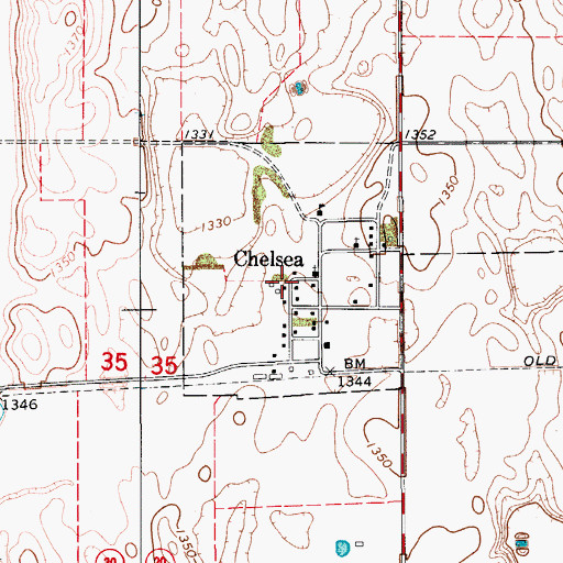 Topographic Map of Town of Chelsea, SD