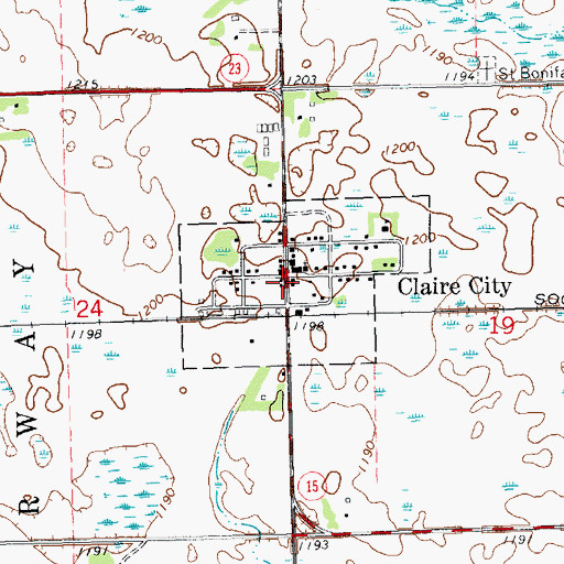 Topographic Map of Town of Claire City, SD