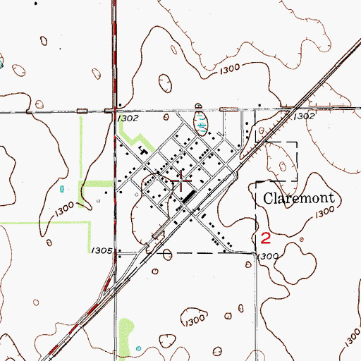 Topographic Map of Town of Claremont, SD
