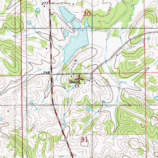 Topographic Map of Shiloh Church, AL