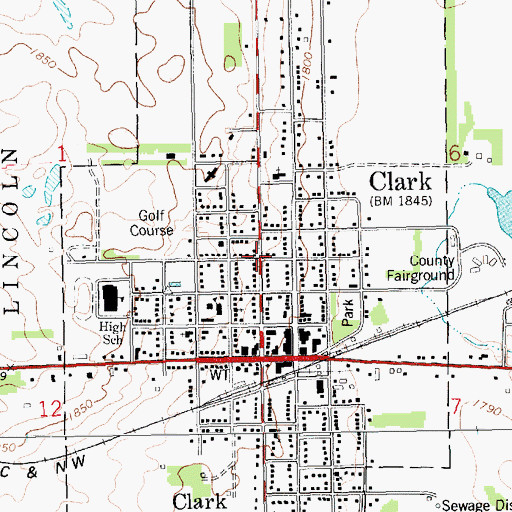 Topographic Map of City of Clark, SD