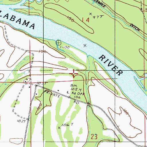 Topographic Map of Shiloh Church, AL