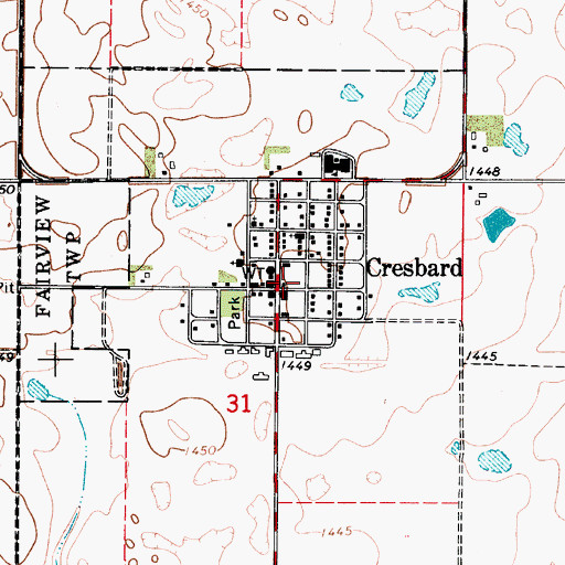 Topographic Map of Town of Cresbard, SD