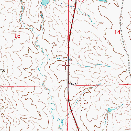 Topographic Map of Unorganized Territory of Crow Creek, SD