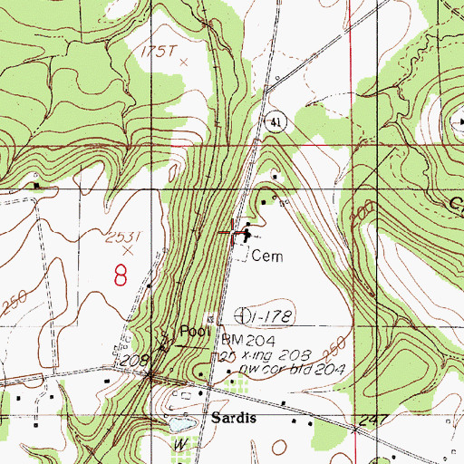 Topographic Map of Shiloh Baptist Church, AL
