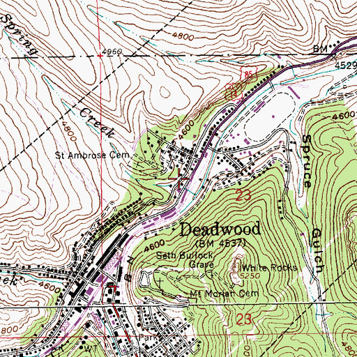 Topographic Map of City of Deadwood, SD