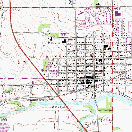 Topographic Map of City of Dell Rapids, SD