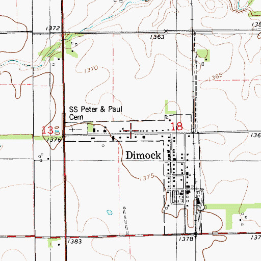 Topographic Map of Town of Dimock, SD