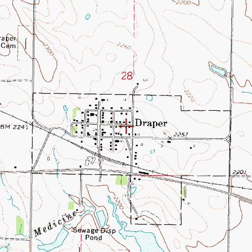 Topographic Map of Town of Draper, SD