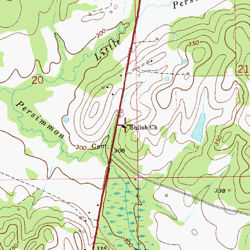 Topographic Map of Shiloh Church, AL