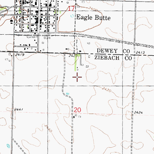 Topographic Map of City of Eagle Butte, SD