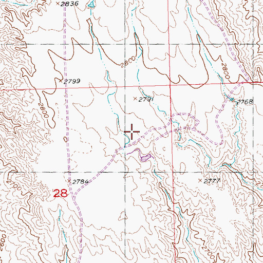 Topographic Map of Unorganized Territory of East Central Pennington, SD