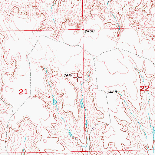 Topographic Map of Unorganized Territory of East Custer, SD