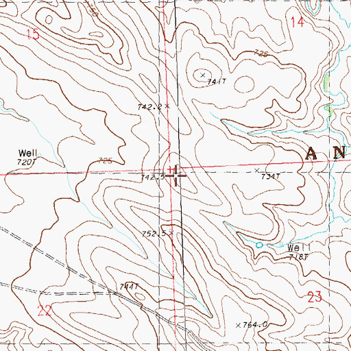 Topographic Map of Unorganized Territory of Northeast Perkins, SD