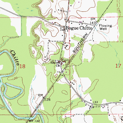 Topographic Map of Shiloh Church, AL