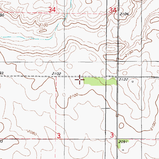 Topographic Map of Unorganized Territory of East Walworth, SD