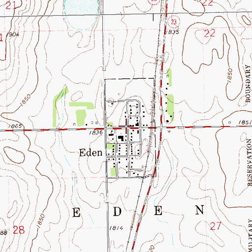 Topographic Map of Town of Eden, SD