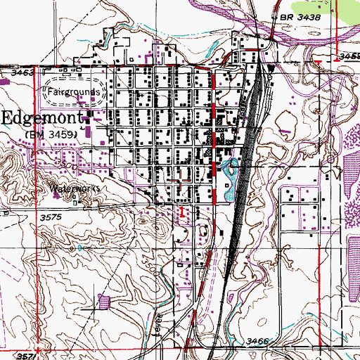 Topographic Map of City of Edgemont, SD