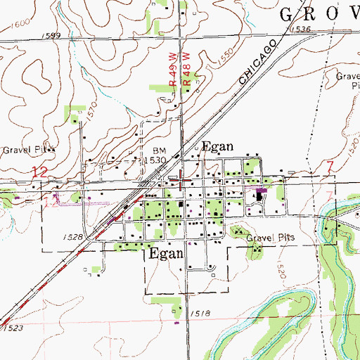 Topographic Map of City of Egan, SD