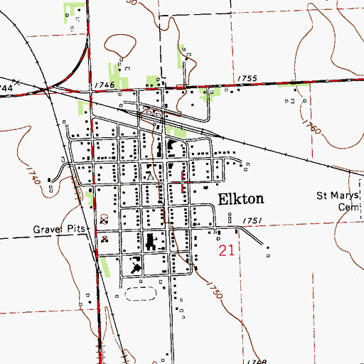 Topographic Map of City of Elkton, SD