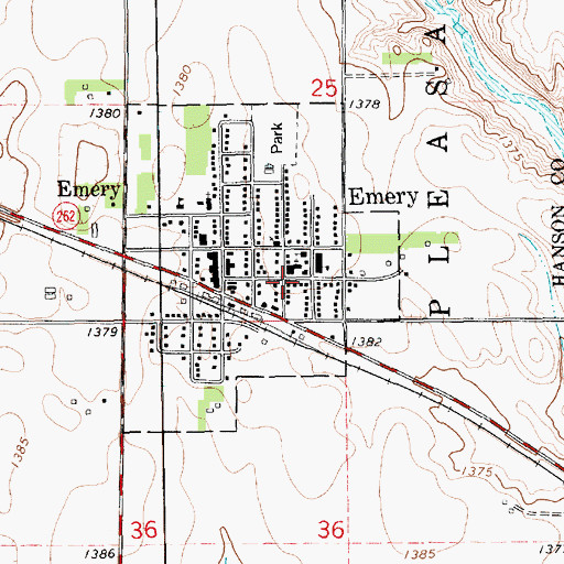 Topographic Map of City of Emery, SD