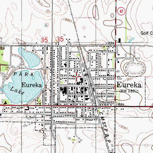 Topographic Map of City of Eureka, SD