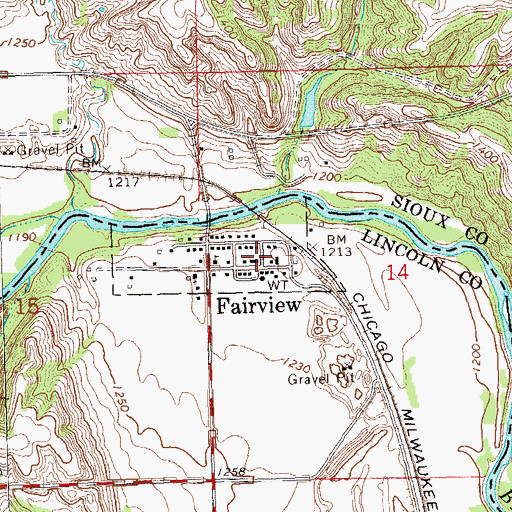 Topographic Map of Town of Fairview, SD