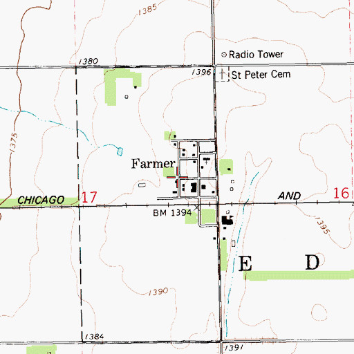 Topographic Map of Town of Farmer, SD