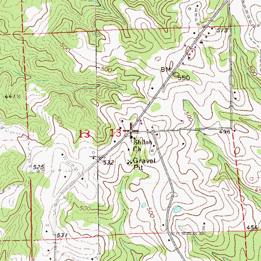 Topographic Map of Shiloh Church, AL