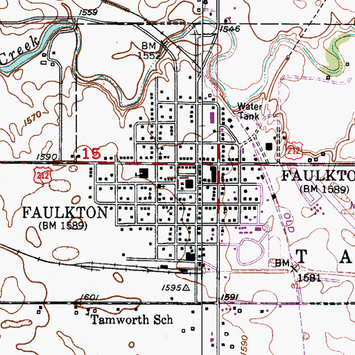 Topographic Map of City of Faulkton, SD