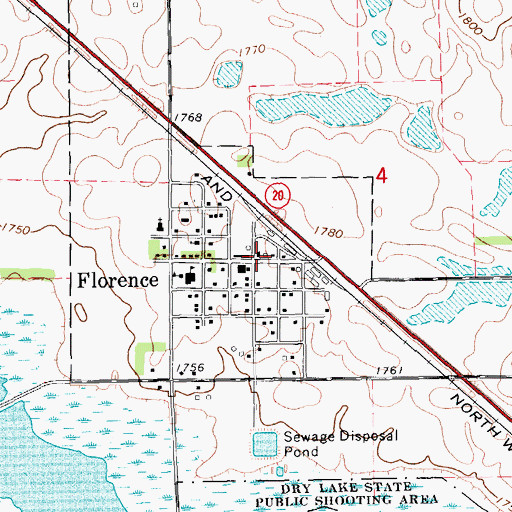 Topographic Map of Town of Florence, SD