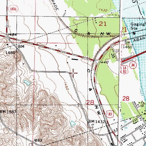 Topographic Map of City of Fort Pierre, SD