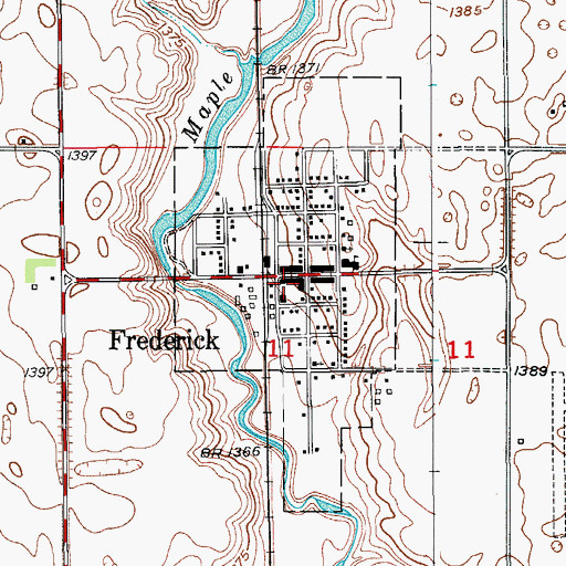 Topographic Map of Town of Frederick, SD