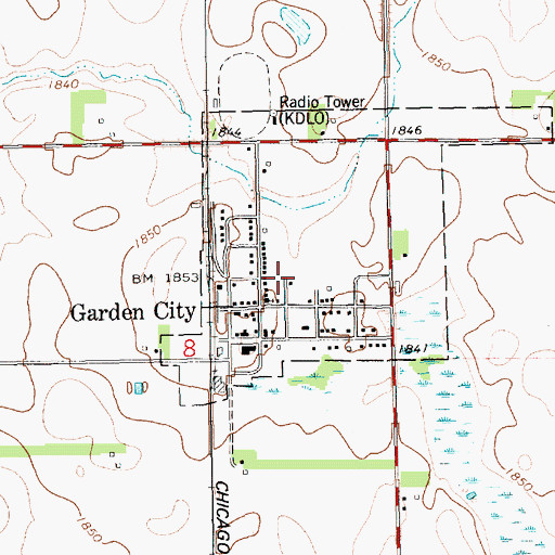 Topographic Map of Town of Garden City, SD