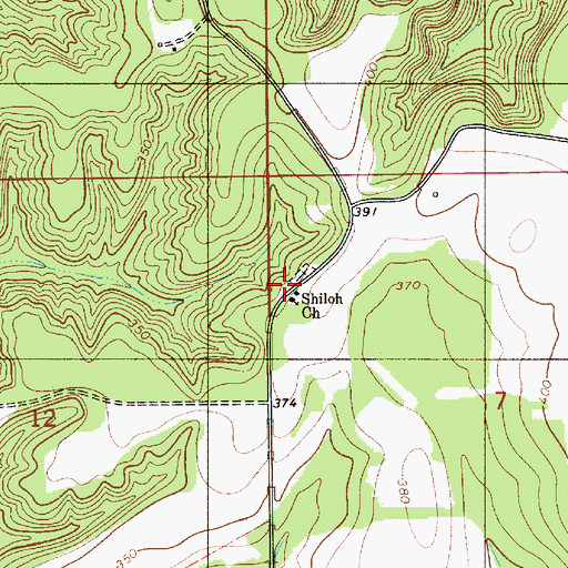 Topographic Map of Shiloh Church, AL