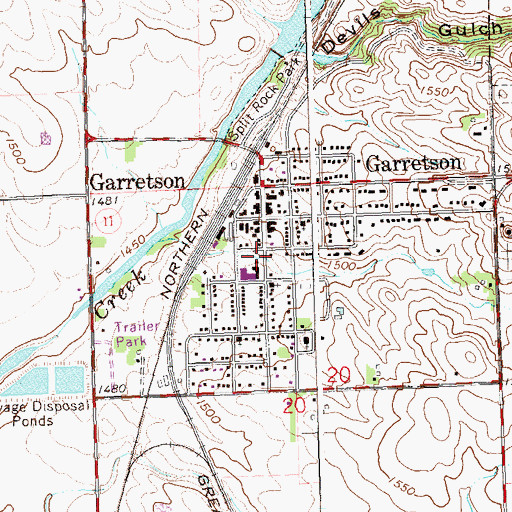 Topographic Map of City of Garretson, SD