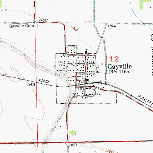 Topographic Map of Town of Gayville, SD