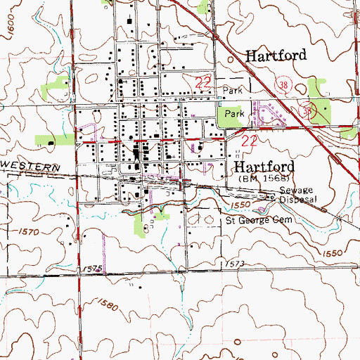 Topographic Map of City of Hartford, SD