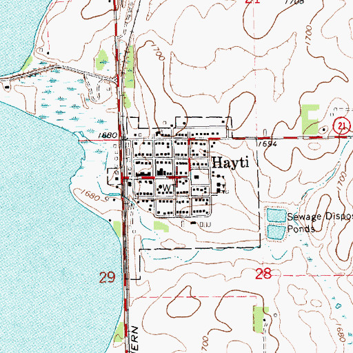 Topographic Map of Town of Hayti, SD
