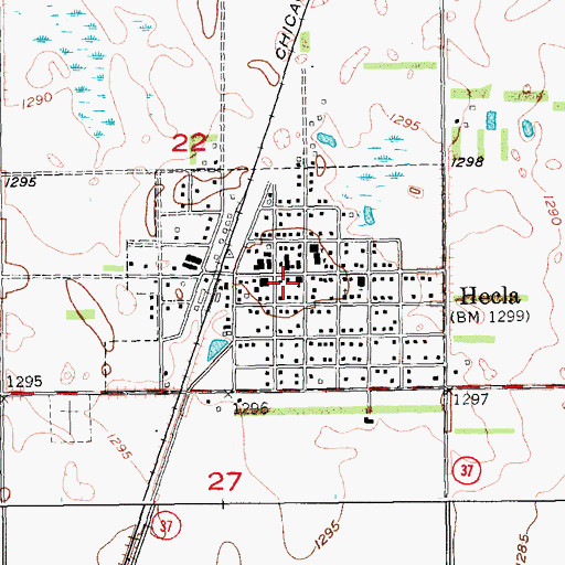Topographic Map of City of Hecla, SD