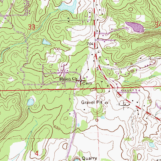 Topographic Map of Shiloh Church, AL