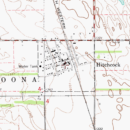 Topographic Map of Town of Hitchcock, SD