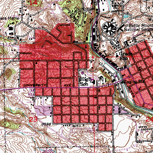 Topographic Map of City of Hot Springs, SD