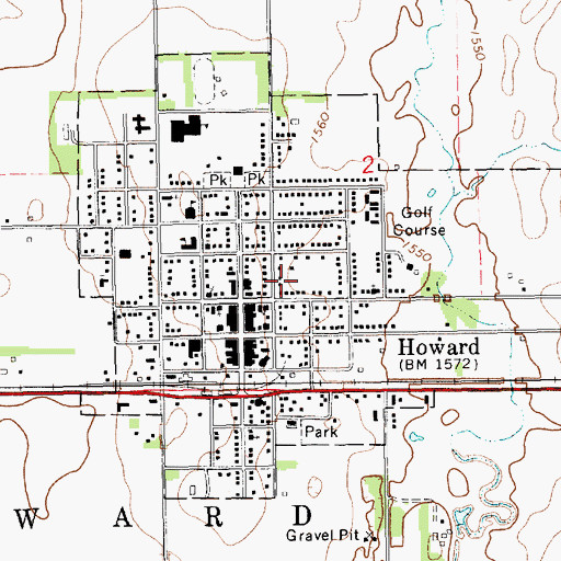 Topographic Map of City of Howard, SD