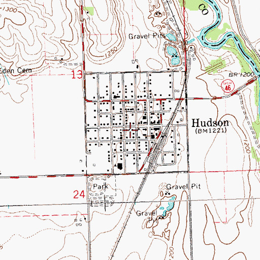 Topographic Map of Town of Hudson, SD