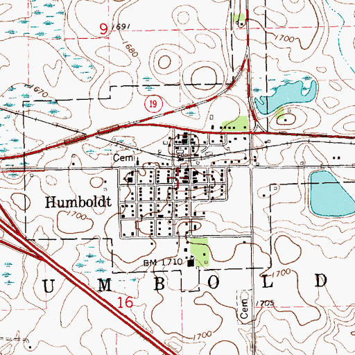 Topographic Map of Town of Humboldt, SD