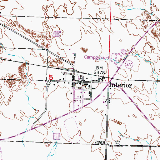 Topographic Map of Town of Interior, SD